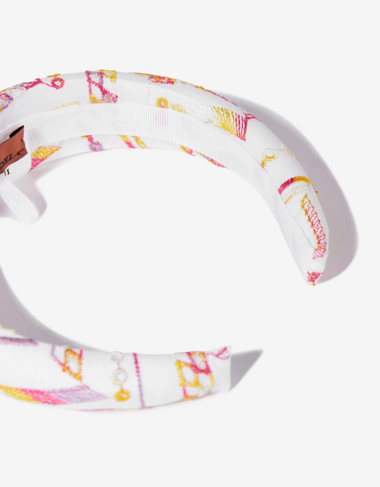 Girls Cotton Headband in White