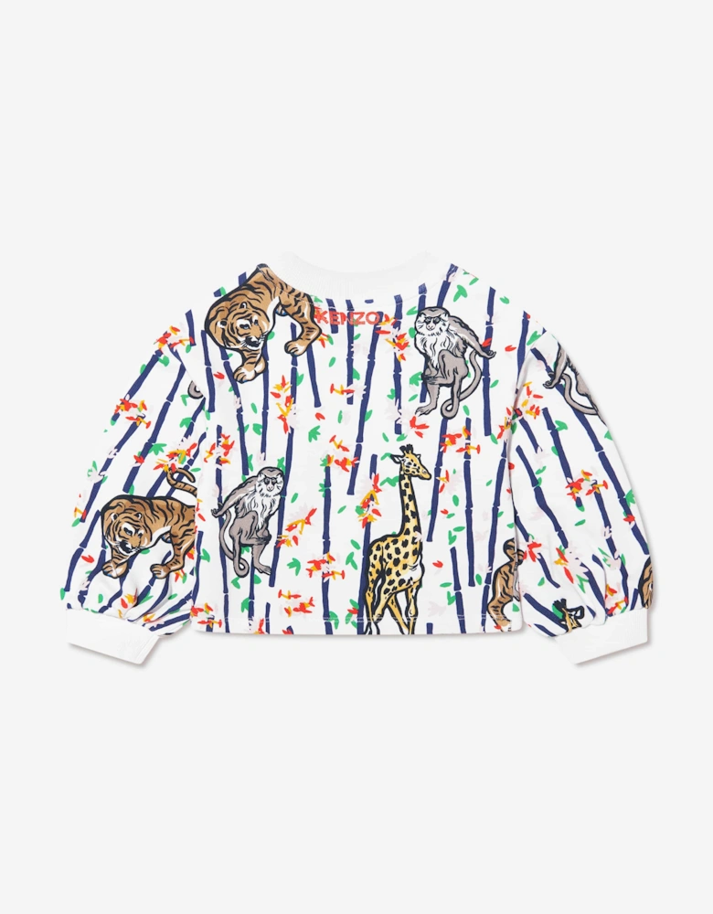 Girls Bamboo Jungle Sweatshirt in White