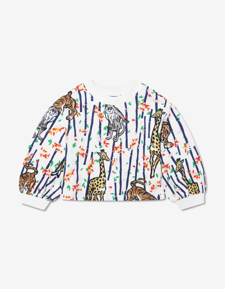 Girls Bamboo Jungle Sweatshirt in White