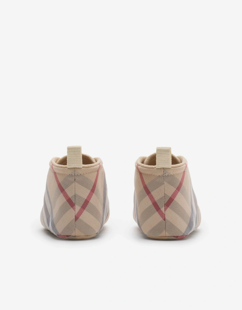 Baby Corby Check Booties in Beige