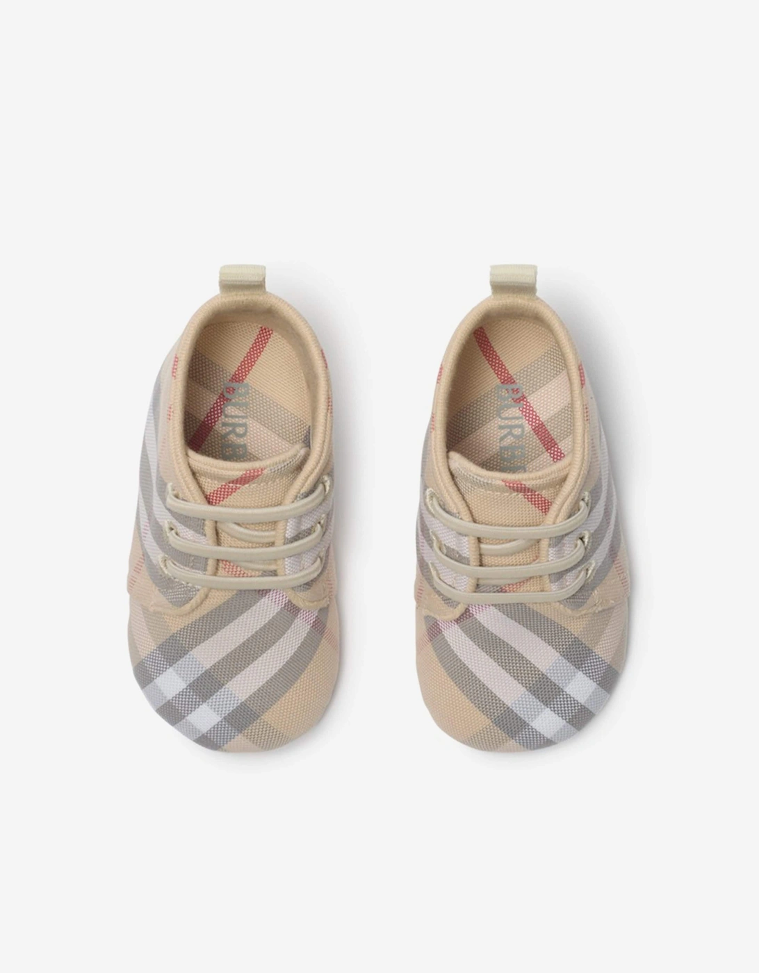 Baby Corby Check Booties in Beige