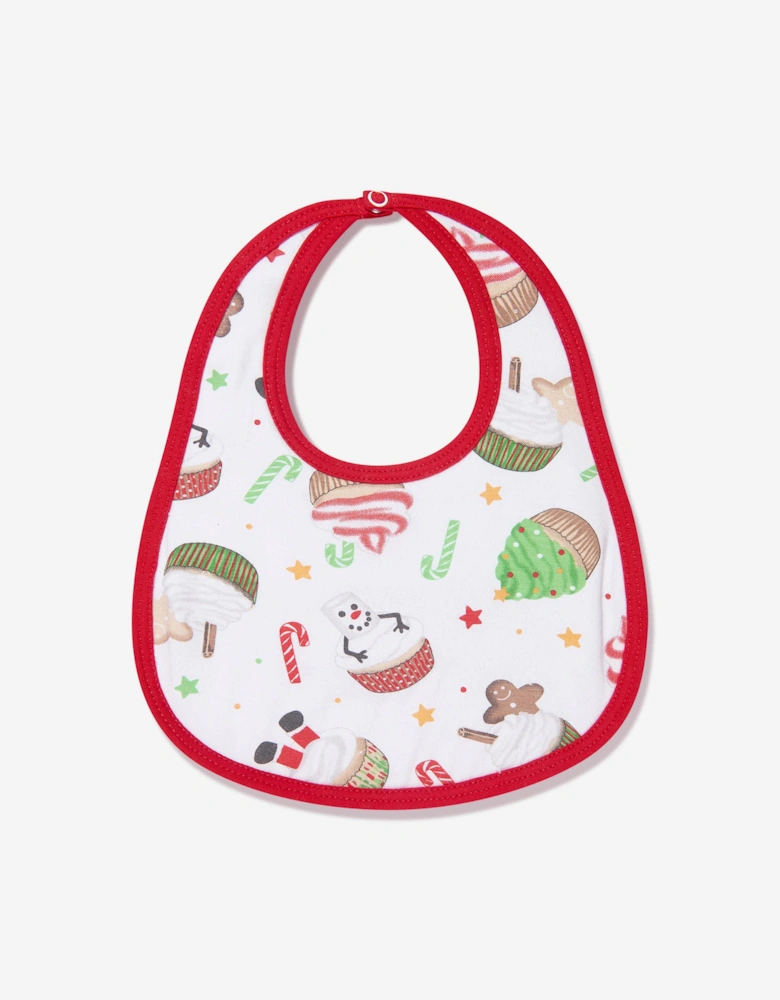 Baby Festive Cupcakes Bib in White