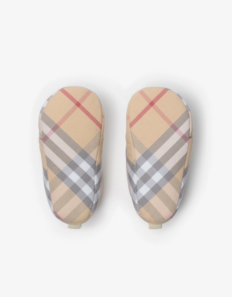 Baby Corby Check Booties in Beige