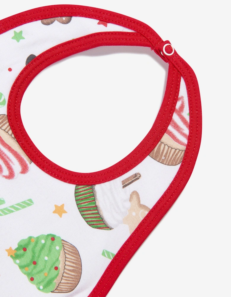 Baby Festive Cupcakes Bib in White
