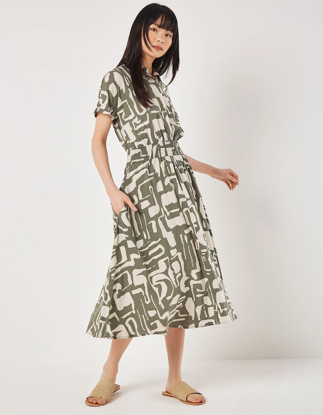 Geo Grecian Shirt Midi Dress, 2 of 1