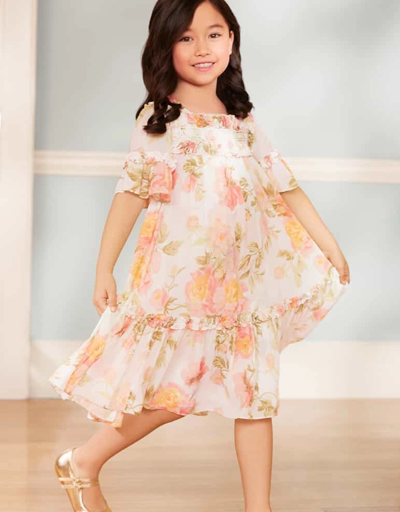 Girls Peony Promise Chiffon Dress in Multicolour