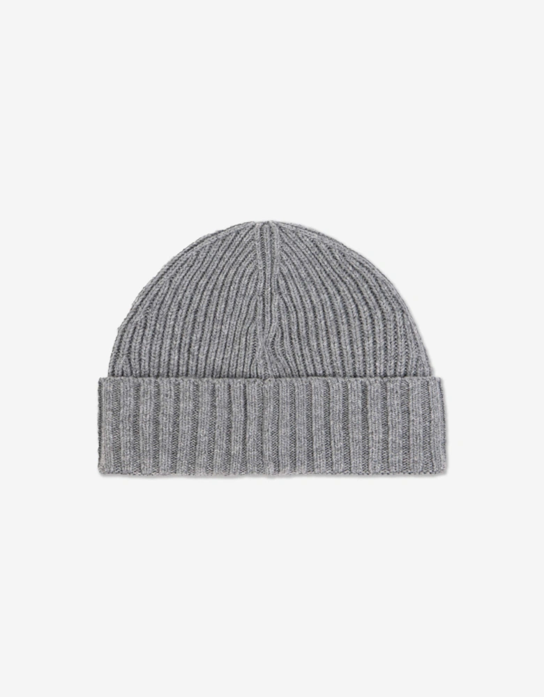 Boys Wool Knitted Logo Beanie in Grey