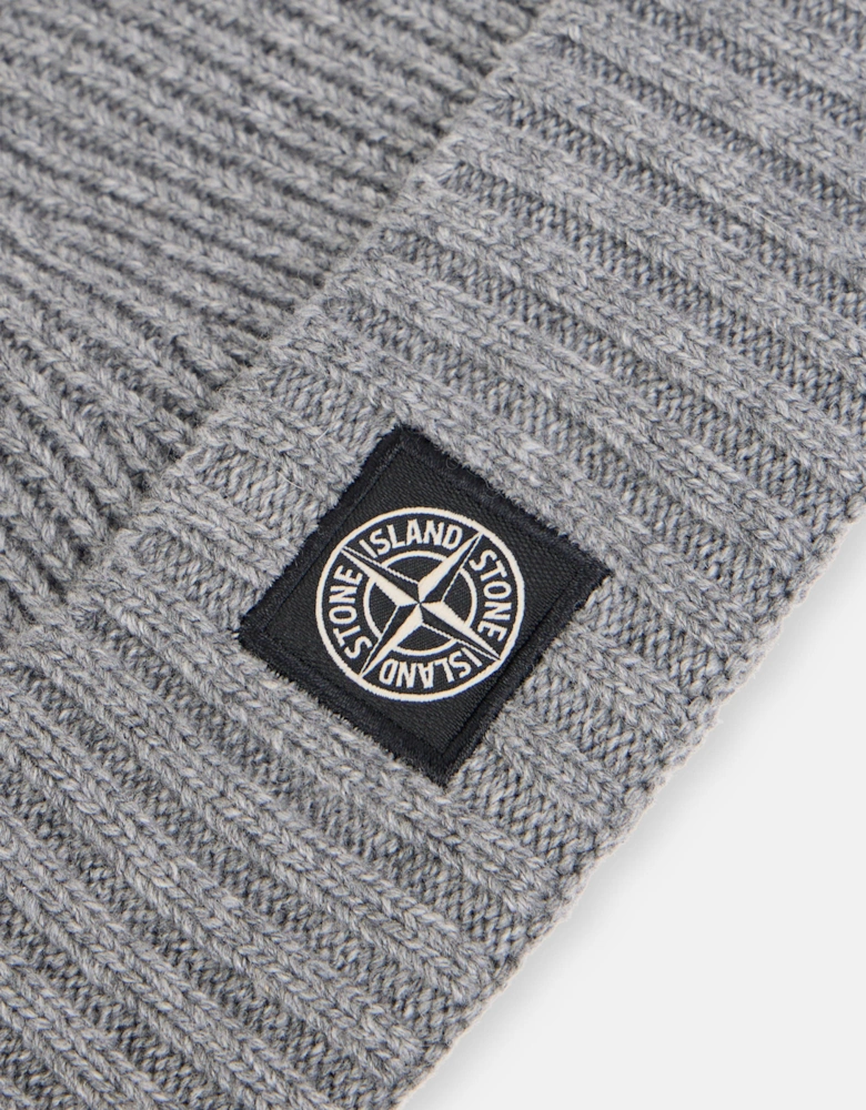 Boys Wool Knitted Logo Beanie in Grey
