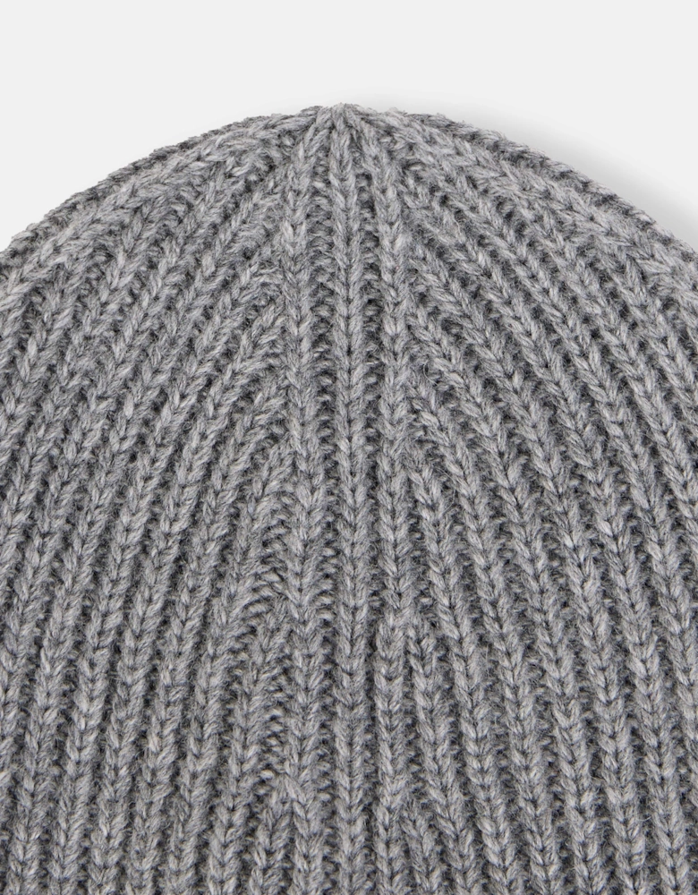 Boys Wool Knitted Logo Beanie in Grey