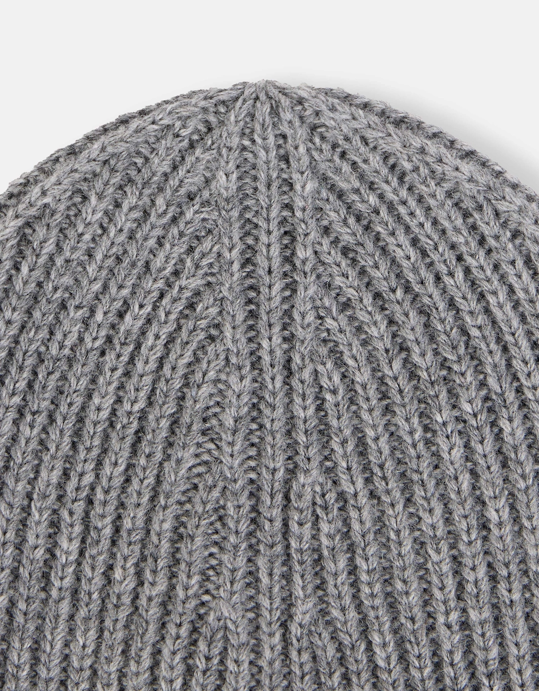 Boys Wool Knitted Logo Beanie in Grey