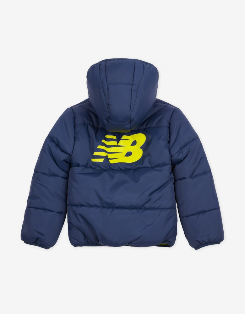 Baby Boys Bond Quilted Graphic Jacket in Navy