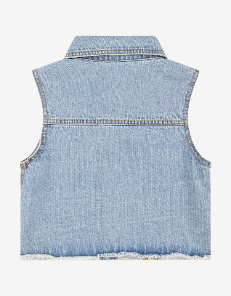 Girls Embroidered Gilet in Blue