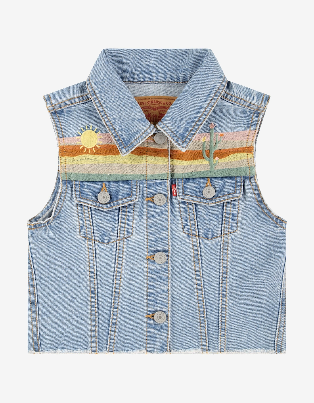 Girls Embroidered Gilet in Blue, 5 of 4