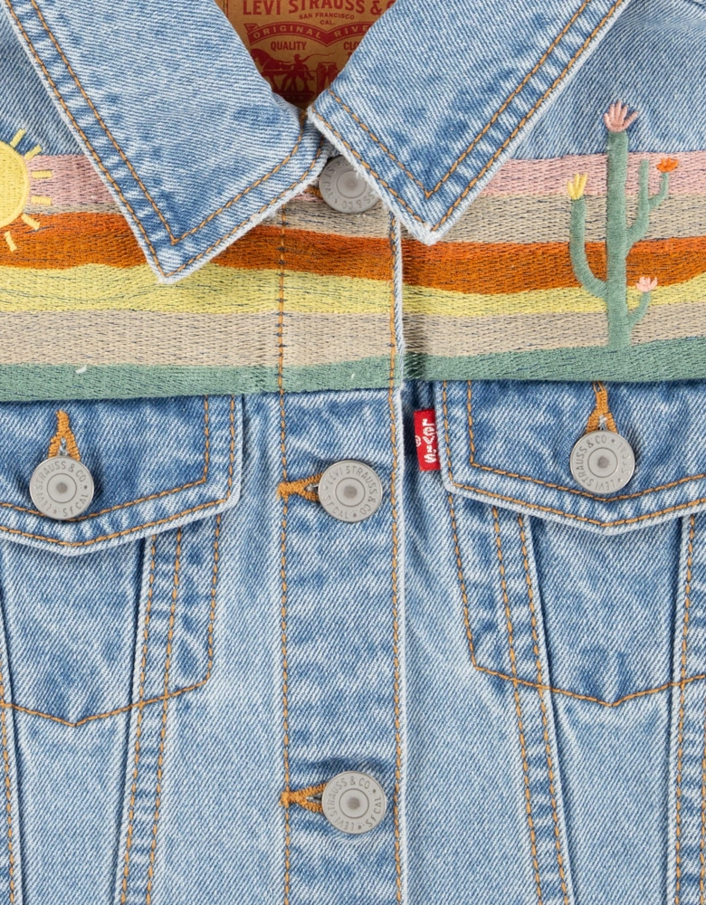 Girls Embroidered Gilet in Blue