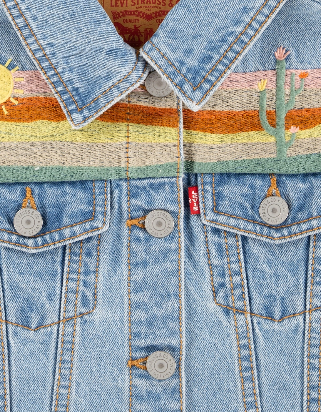 Girls Embroidered Gilet in Blue