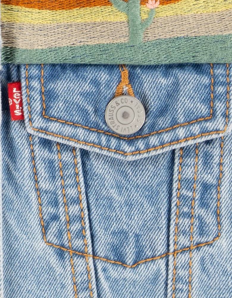 Girls Embroidered Gilet in Blue