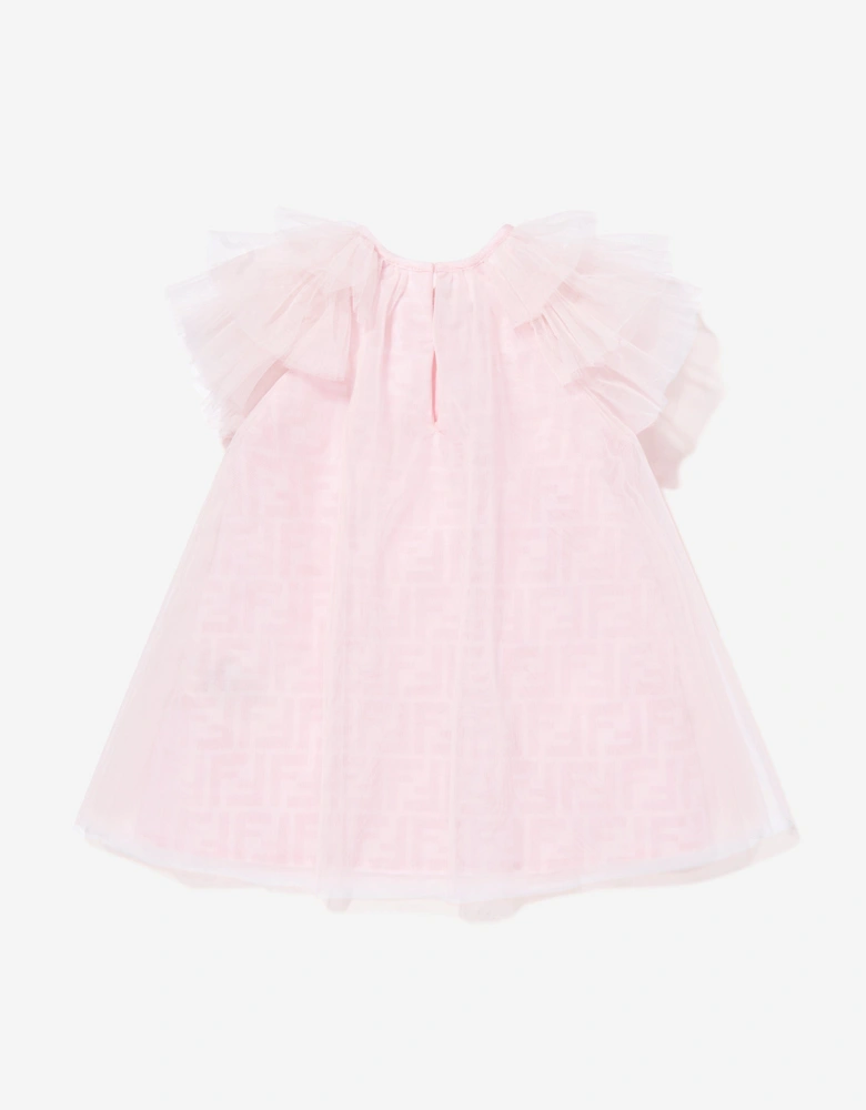 Girls FF Logo Tulle Dress in Pink
