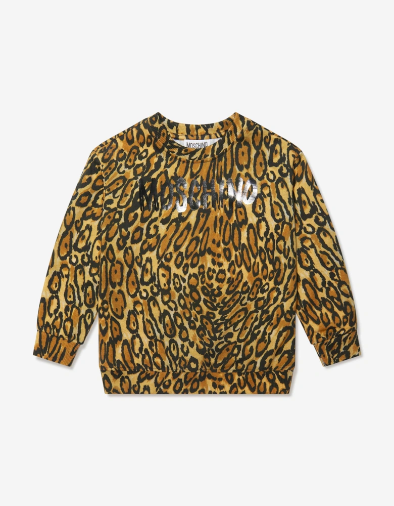 Boys Leopard Print Sweatshirt in Brown