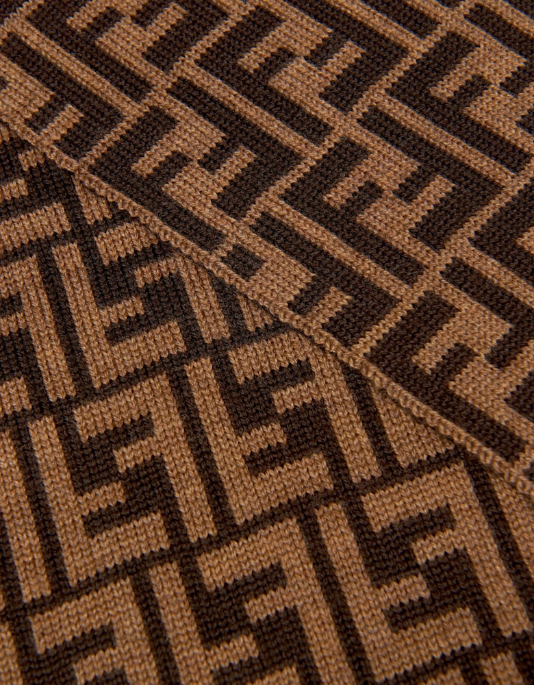 Kids Wool Logo Scarf in Brown