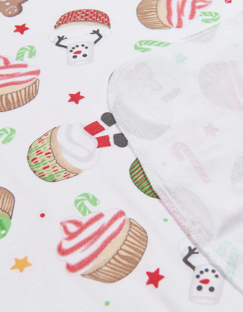 Baby Festive Cupcakes Swaddle Blanket in White