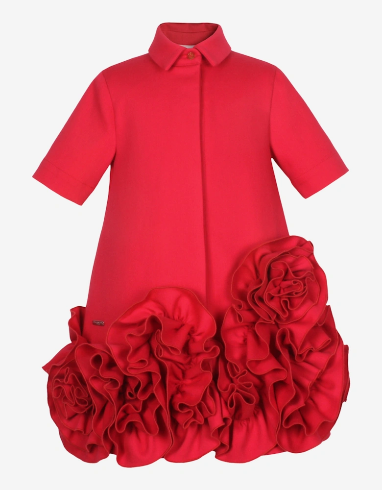 Girls Dream On Frilly Flower Dress in Red