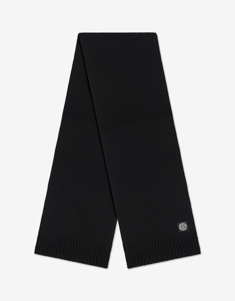 Boys Wool Knitted Logo Scarf in Black
