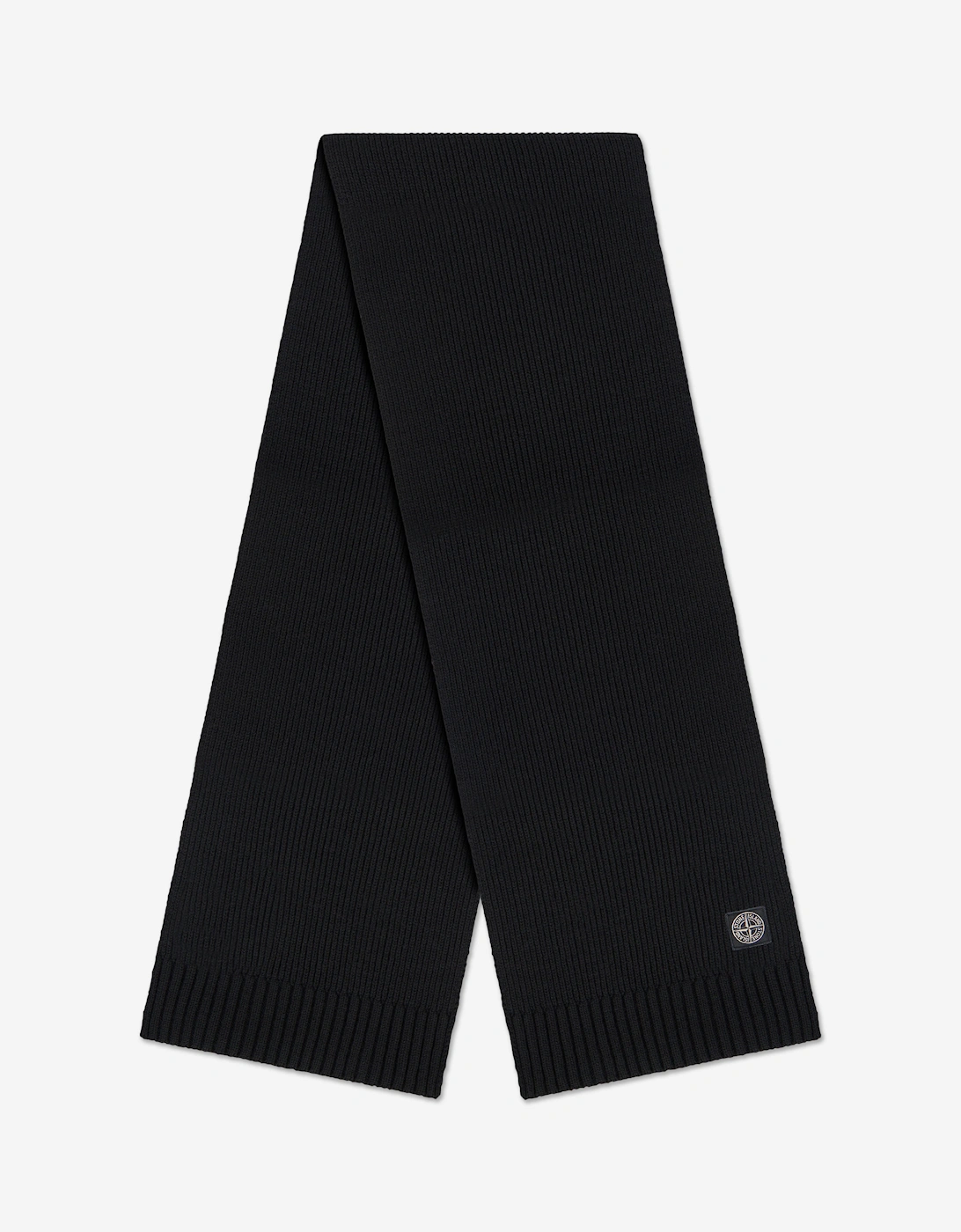 Boys Wool Knitted Logo Scarf in Black, 5 of 4