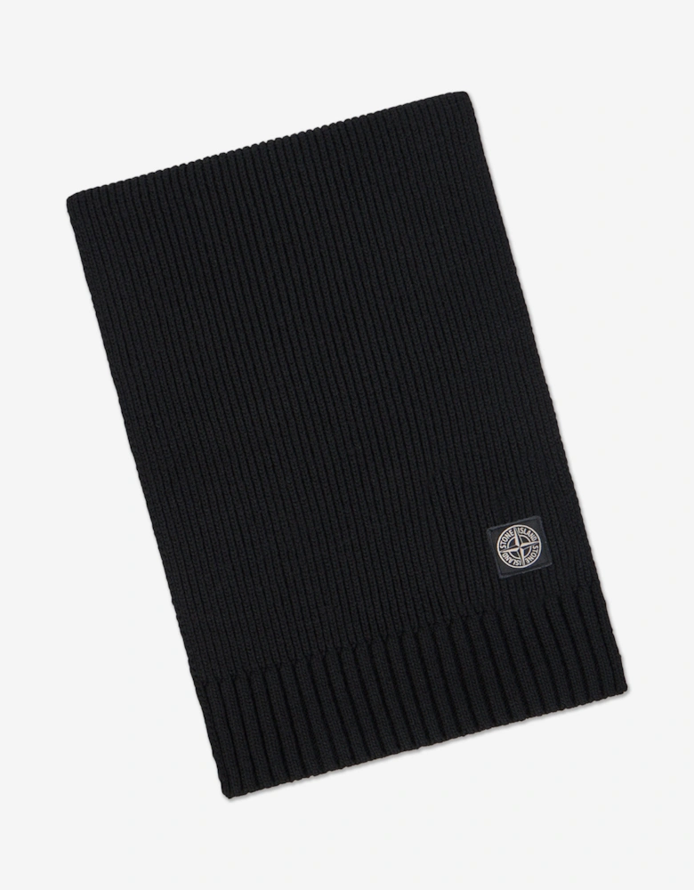 Boys Wool Knitted Logo Scarf in Black