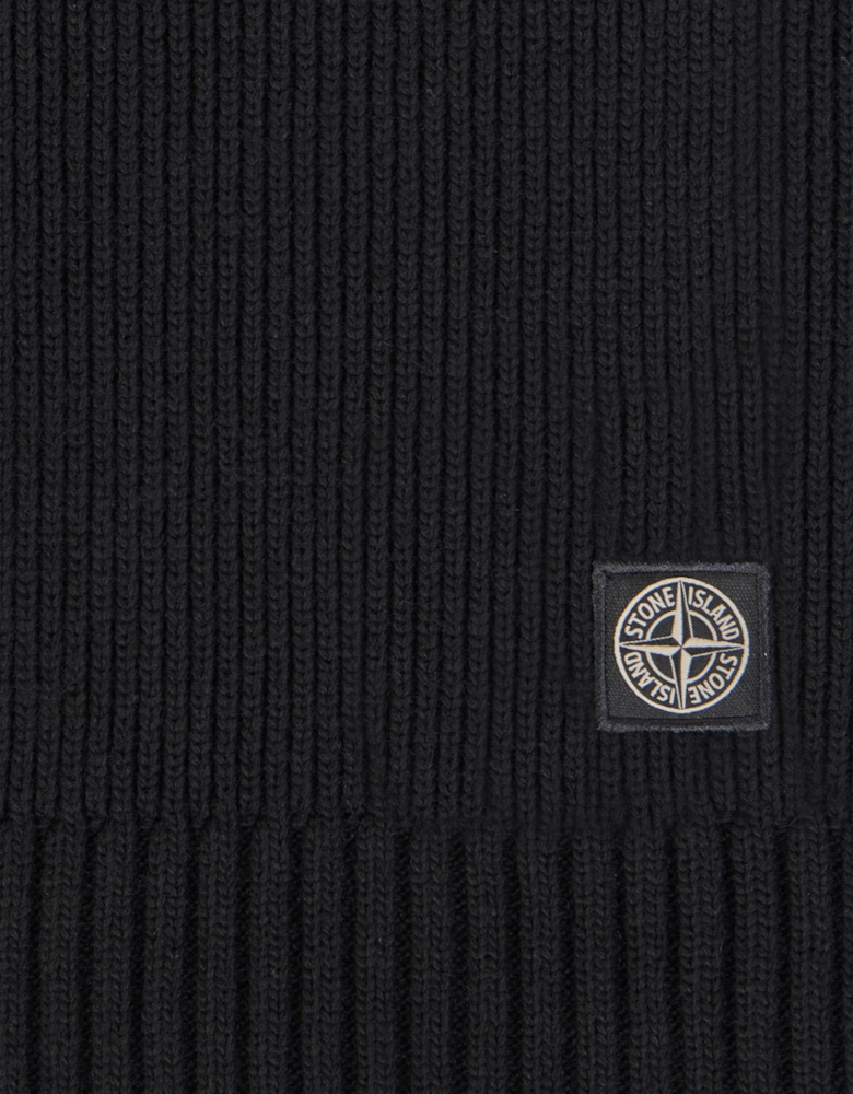 Boys Wool Knitted Logo Scarf in Black