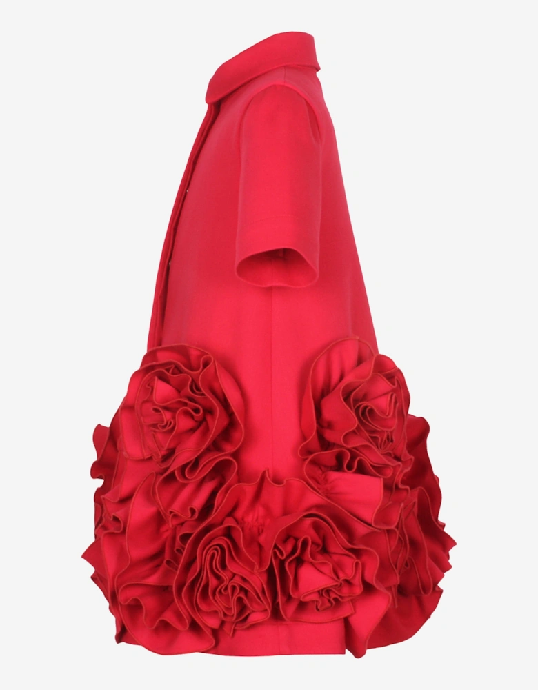Girls Dream On Frilly Flower Dress in Red
