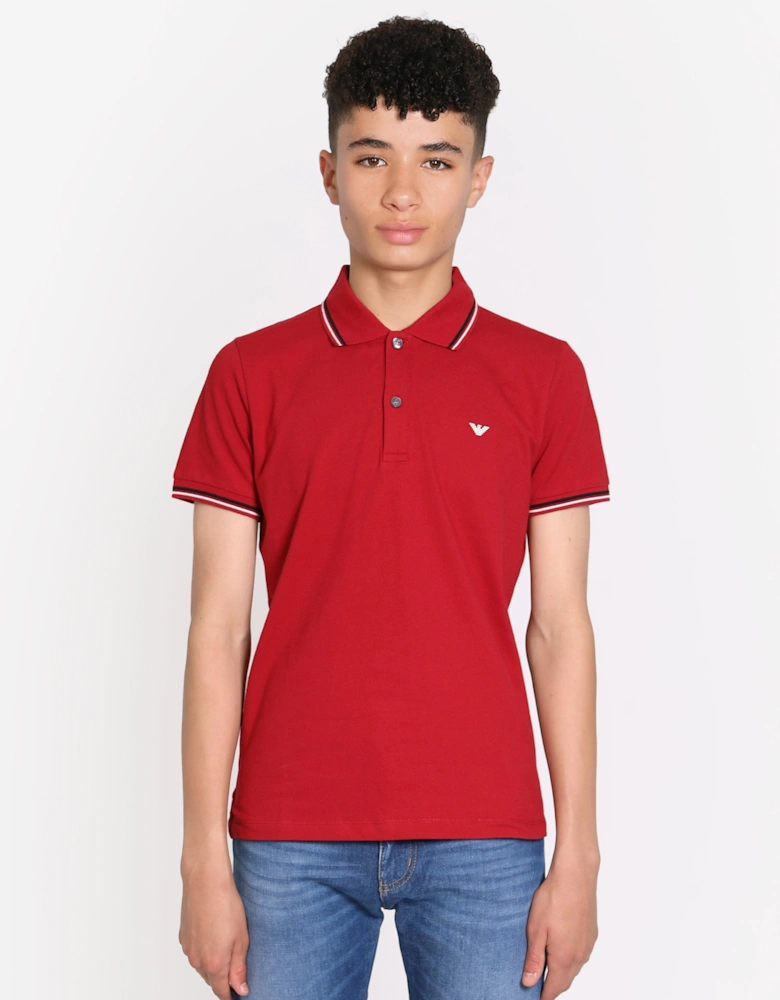Boys Logo Polo Shirt in Red