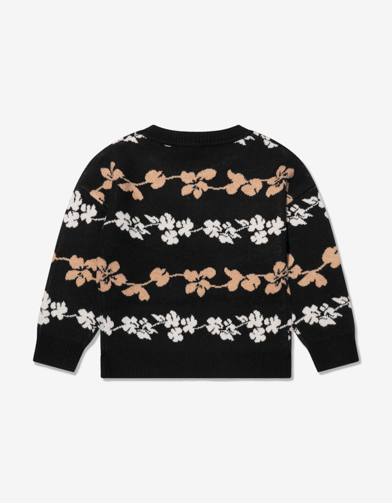 Girls Jacquard Knitted Jumper in Black