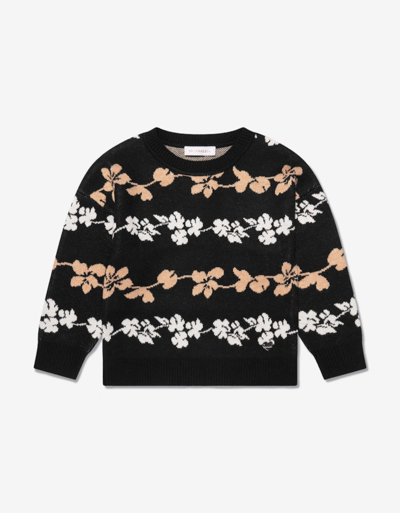 Girls Jacquard Knitted Jumper in Black