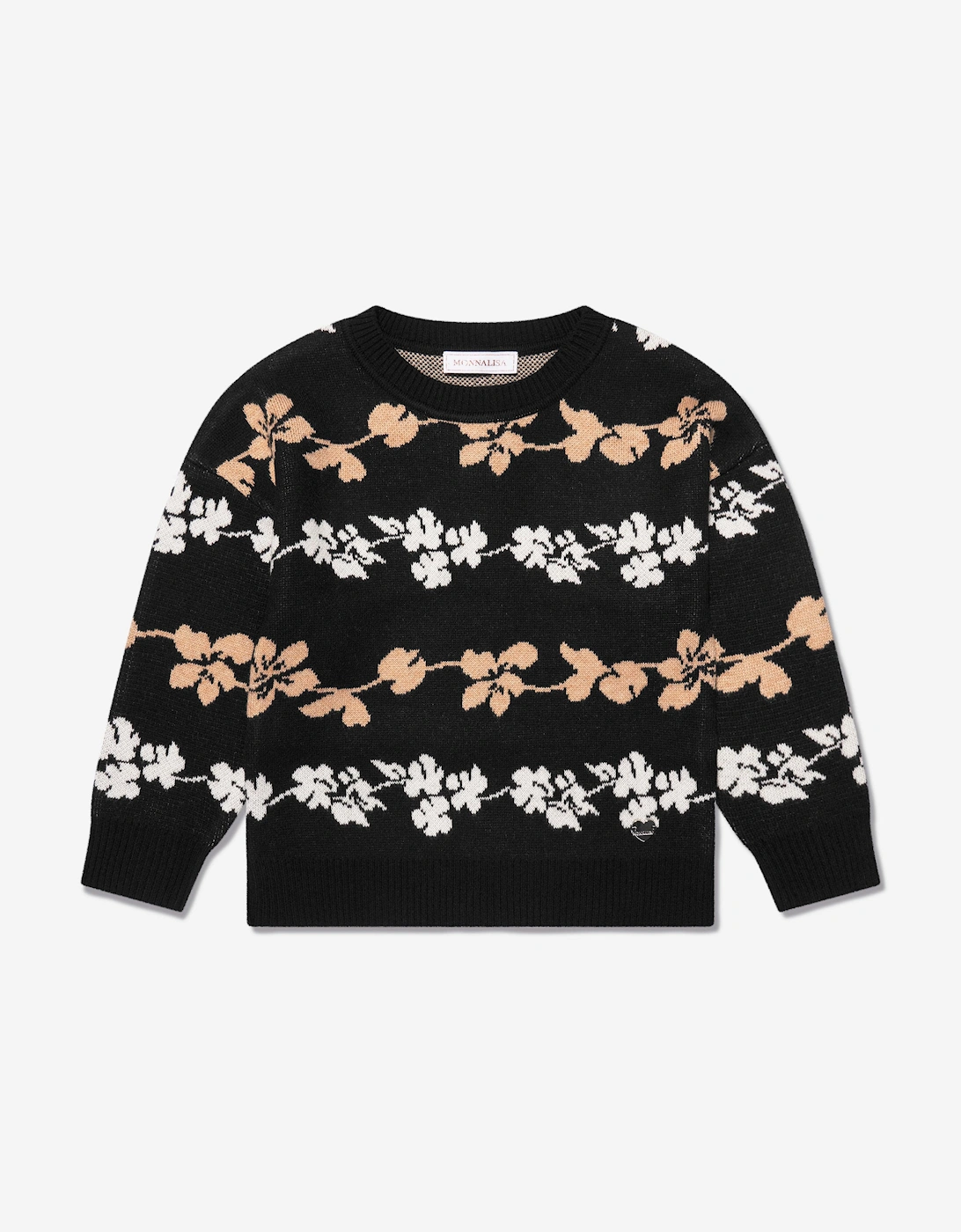 Girl's Monnalisa Girls Jacquard Knitted Jumper in Black - Size: 6 years