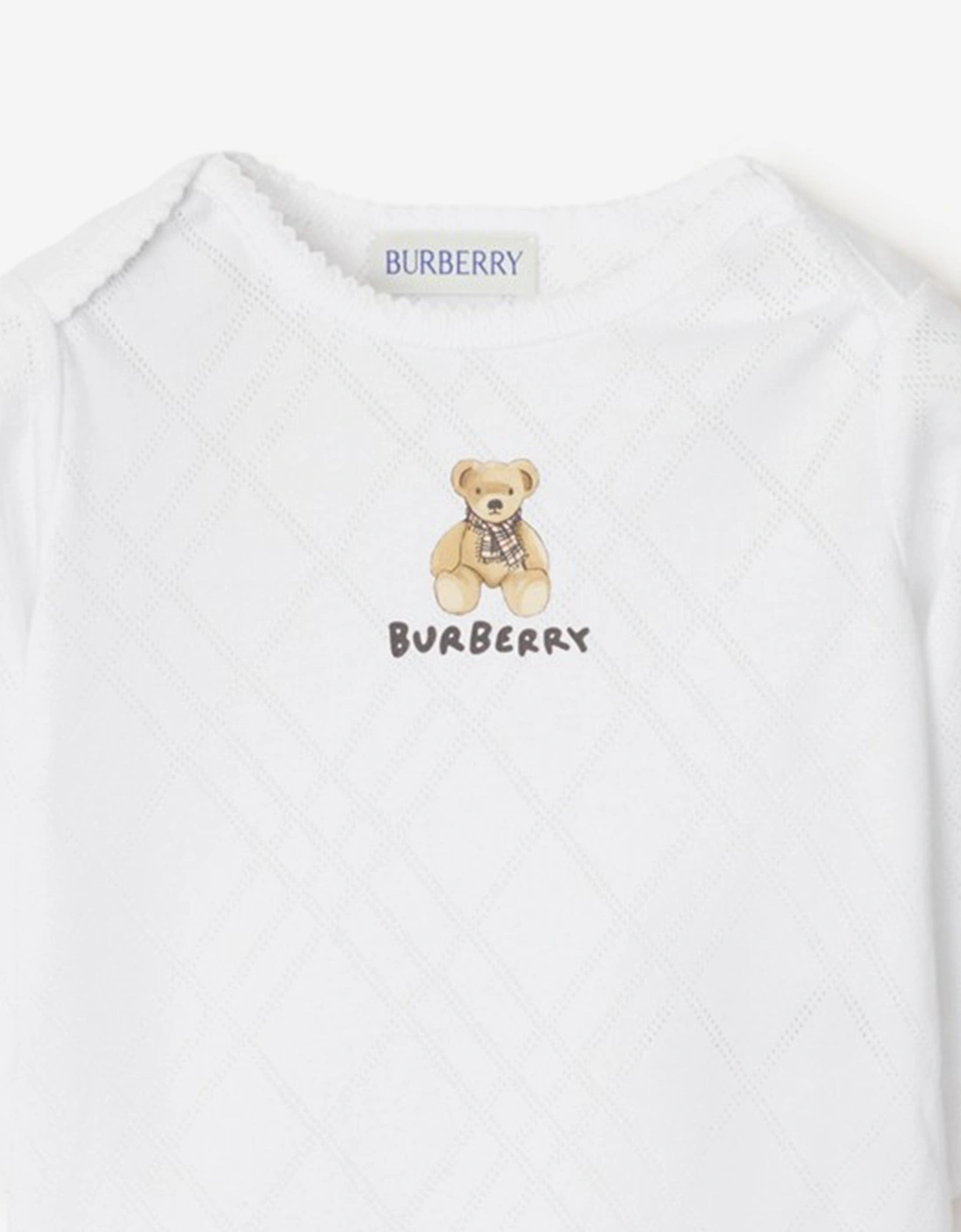 Baby Teddy Bear Bodysuit in White