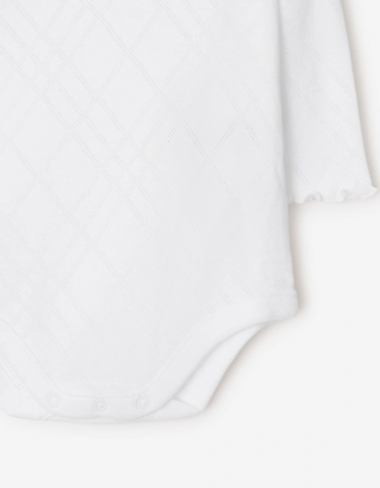 Baby Teddy Bear Bodysuit in White