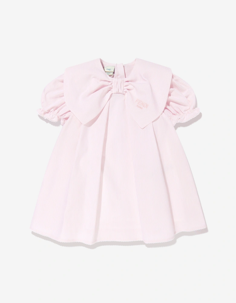 Baby Girls Striped Bow Dress in Pink