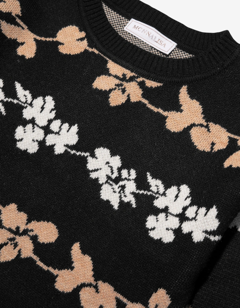 Girls Jacquard Knitted Jumper in Black