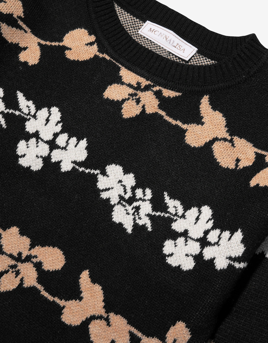 Girls Jacquard Knitted Jumper in Black