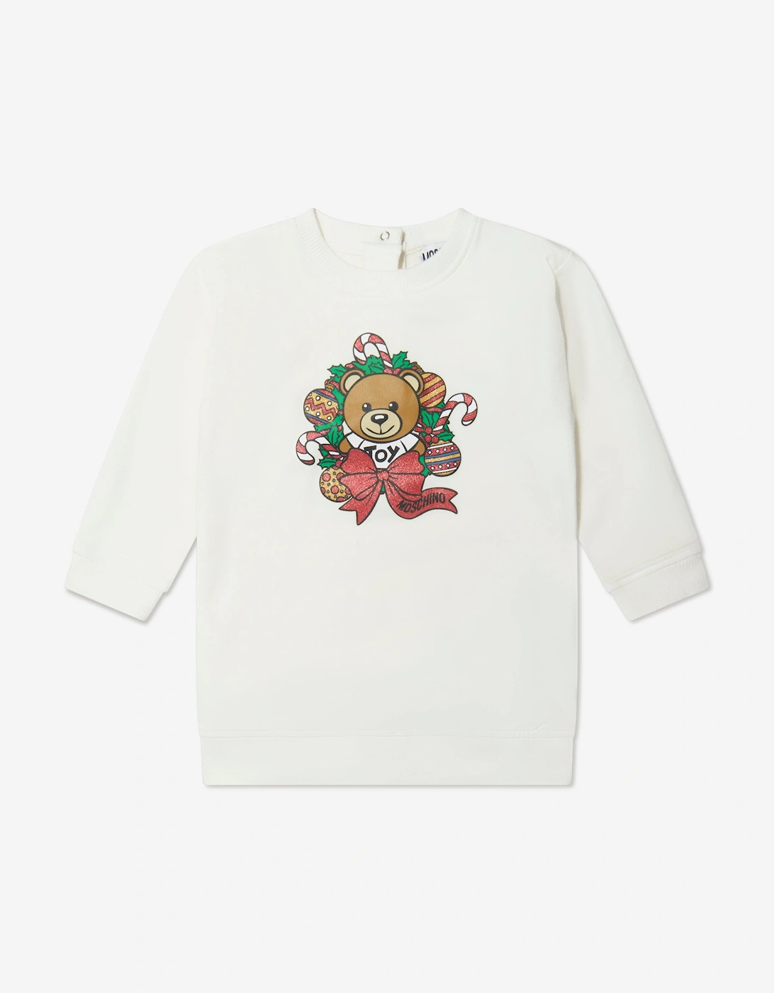 Baby Girls Holiday Sweater Dress in Ivory, 5 of 4