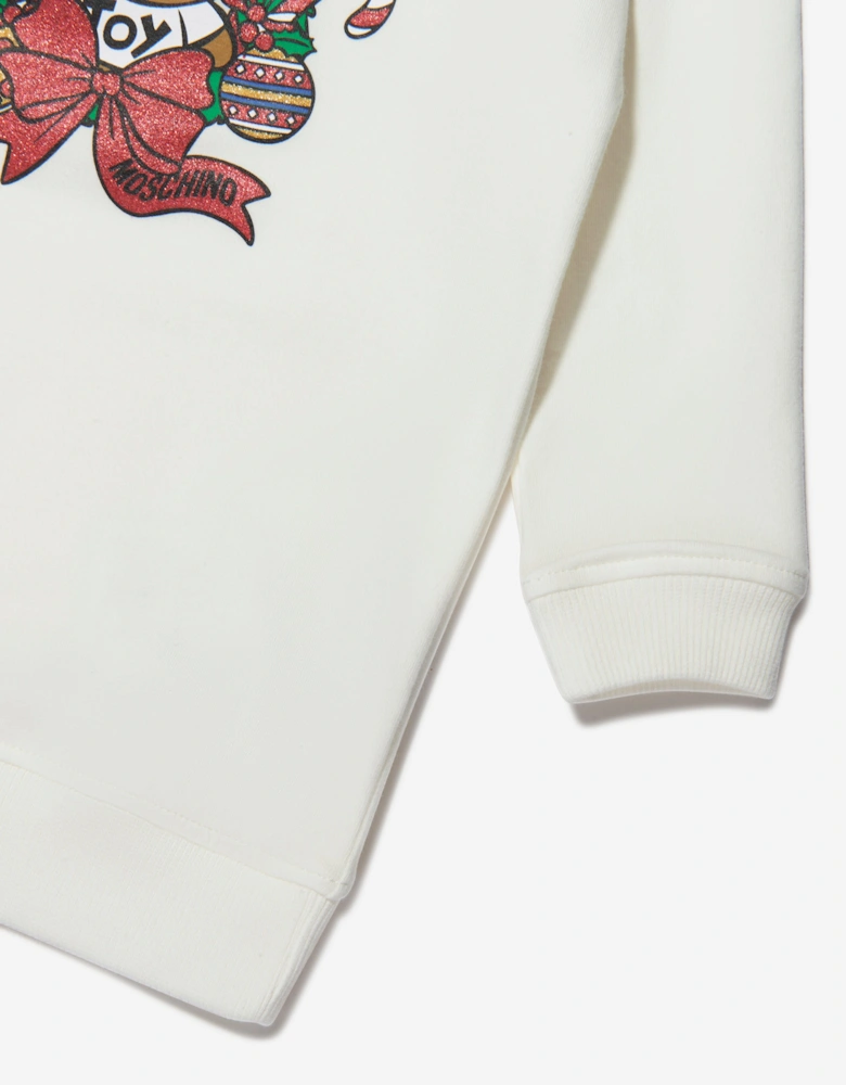 Baby Girls Holiday Sweater Dress in Ivory