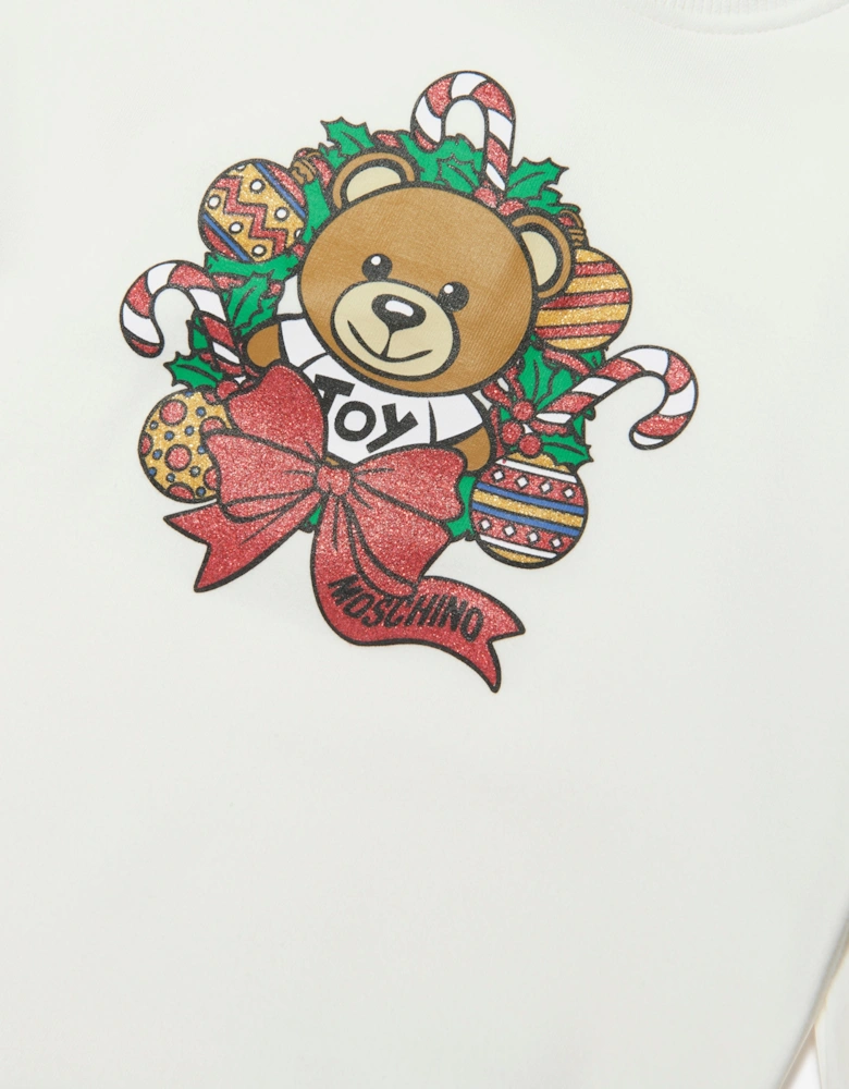 Baby Girls Holiday Sweater Dress in Ivory
