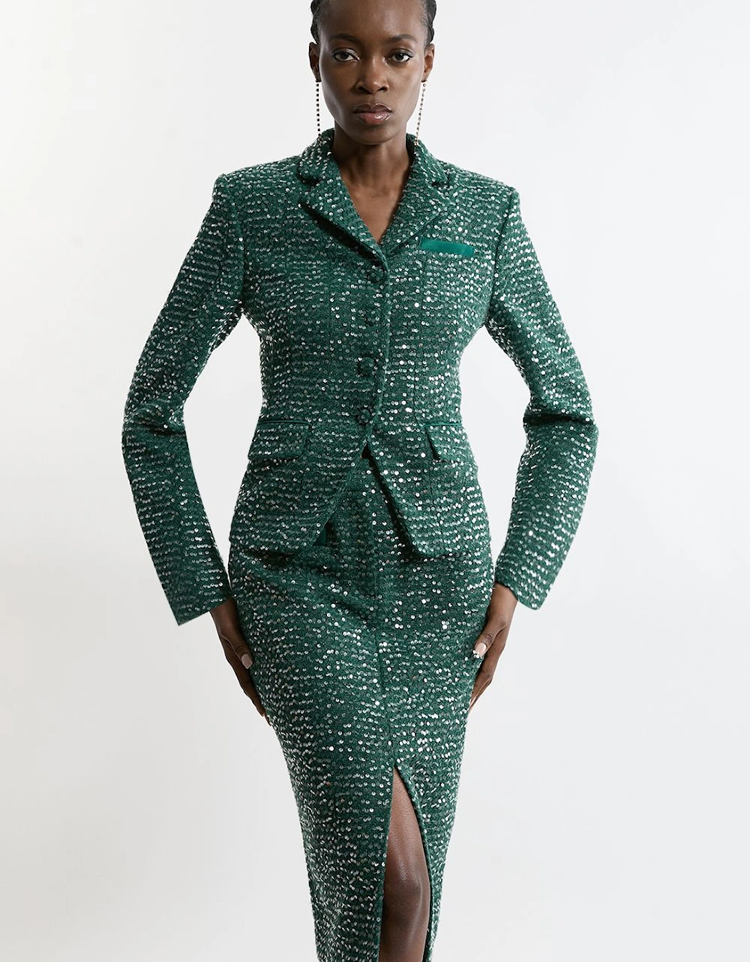 Sequin Tweed Tailored Midi Skirt, 2 of 1