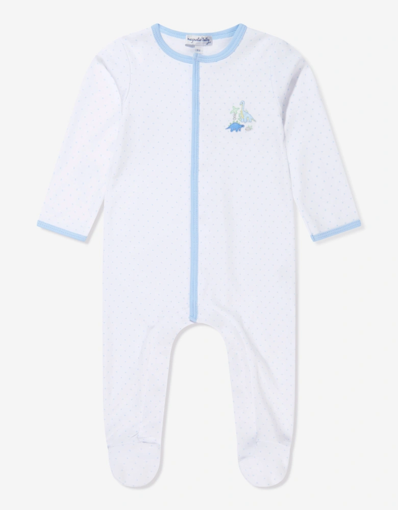 Baby Boys Dinoland Embroidered Babygrow in White