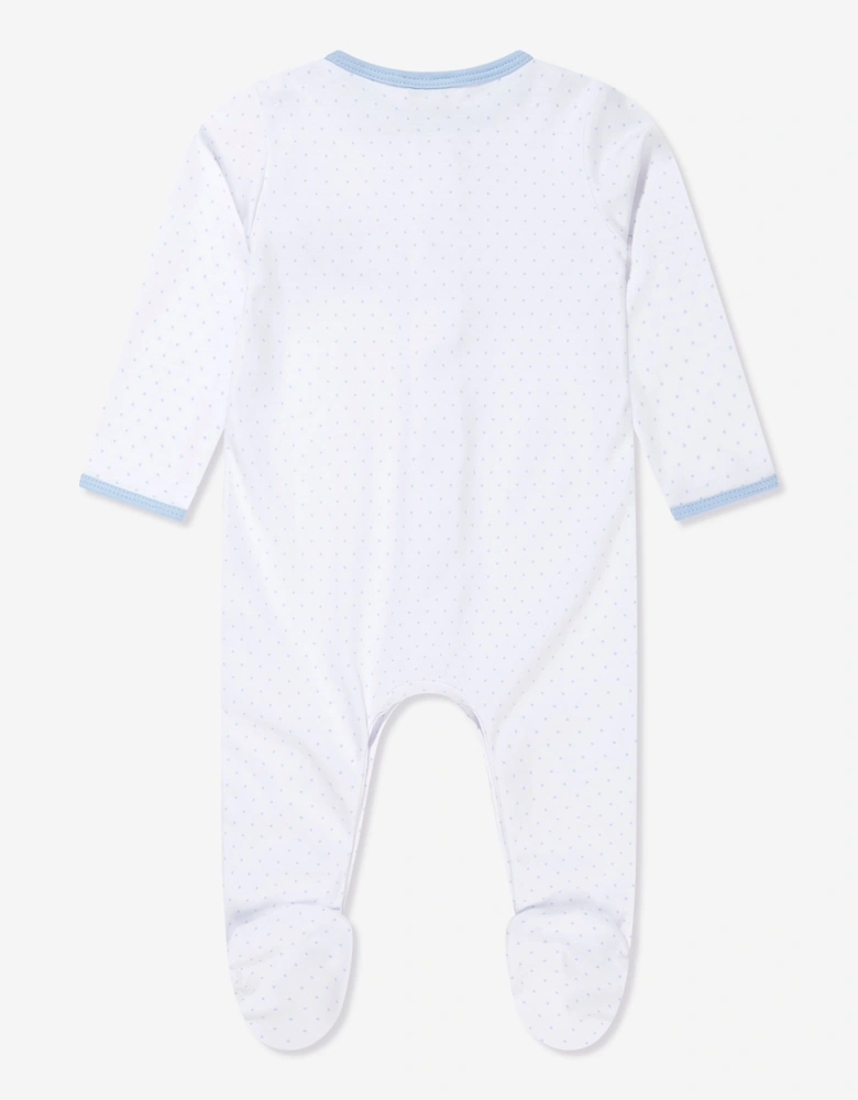 Baby Boys Dinoland Embroidered Babygrow in White