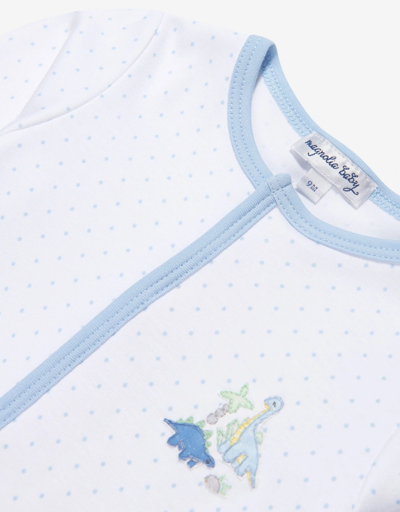 Baby Boys Dinoland Embroidered Babygrow in White