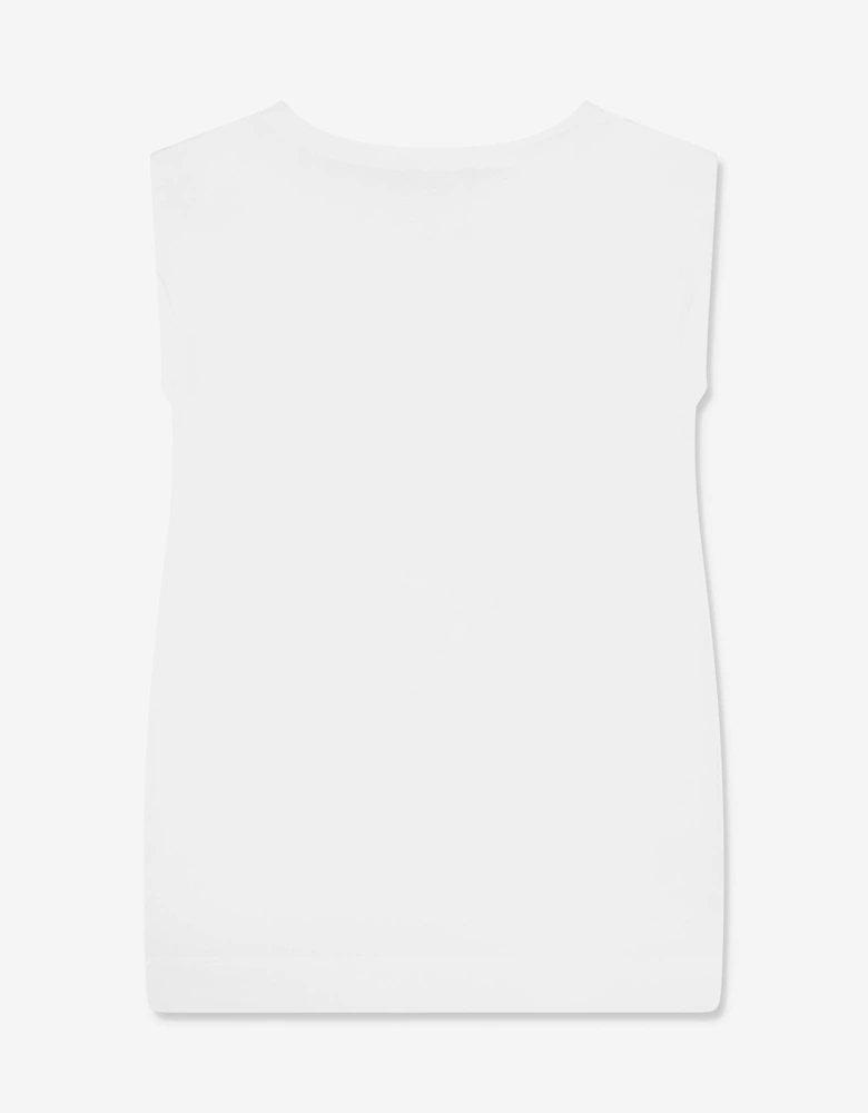 Girls Sleeveless Logo Dress In White