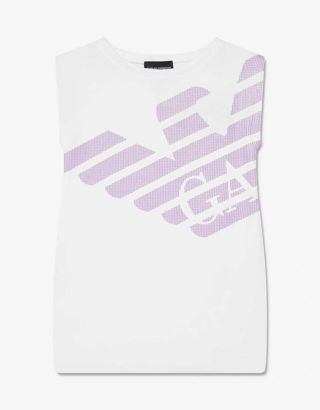 Girls Sleeveless Logo Dress In White, 5 of 4