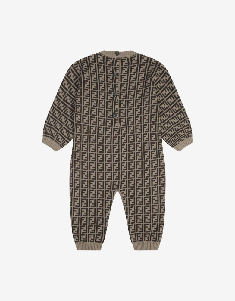 Baby Cotton & Cashmere Romper in Brown
