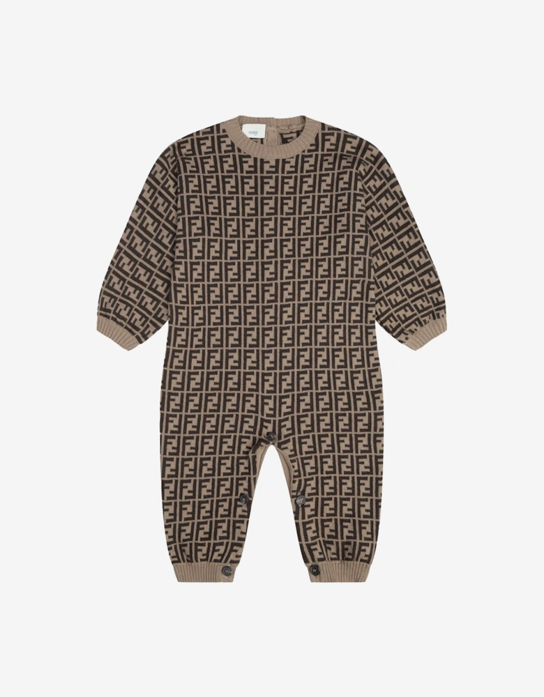 Baby Cotton & Cashmere Romper in Brown